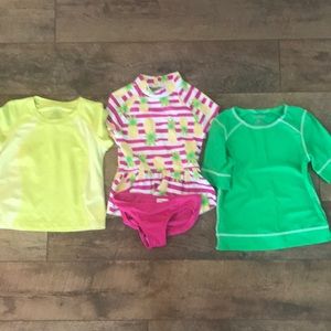 Lands End swim suit and 2 sun shirts